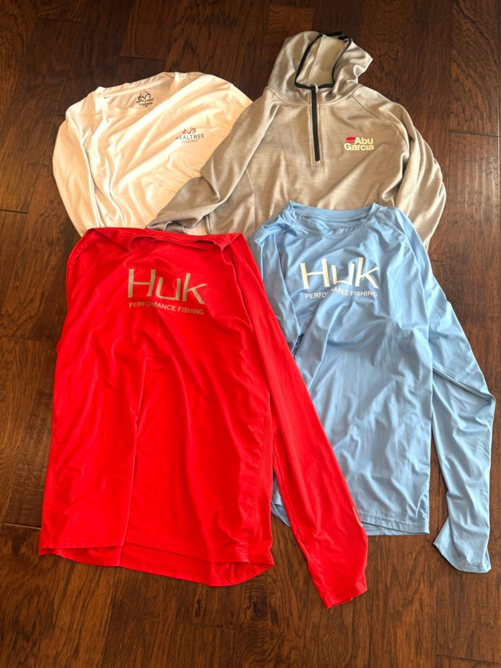 Huk Performance Fishing Long Sleeve Tops - Red, Light Blue, White, Gray size XXL